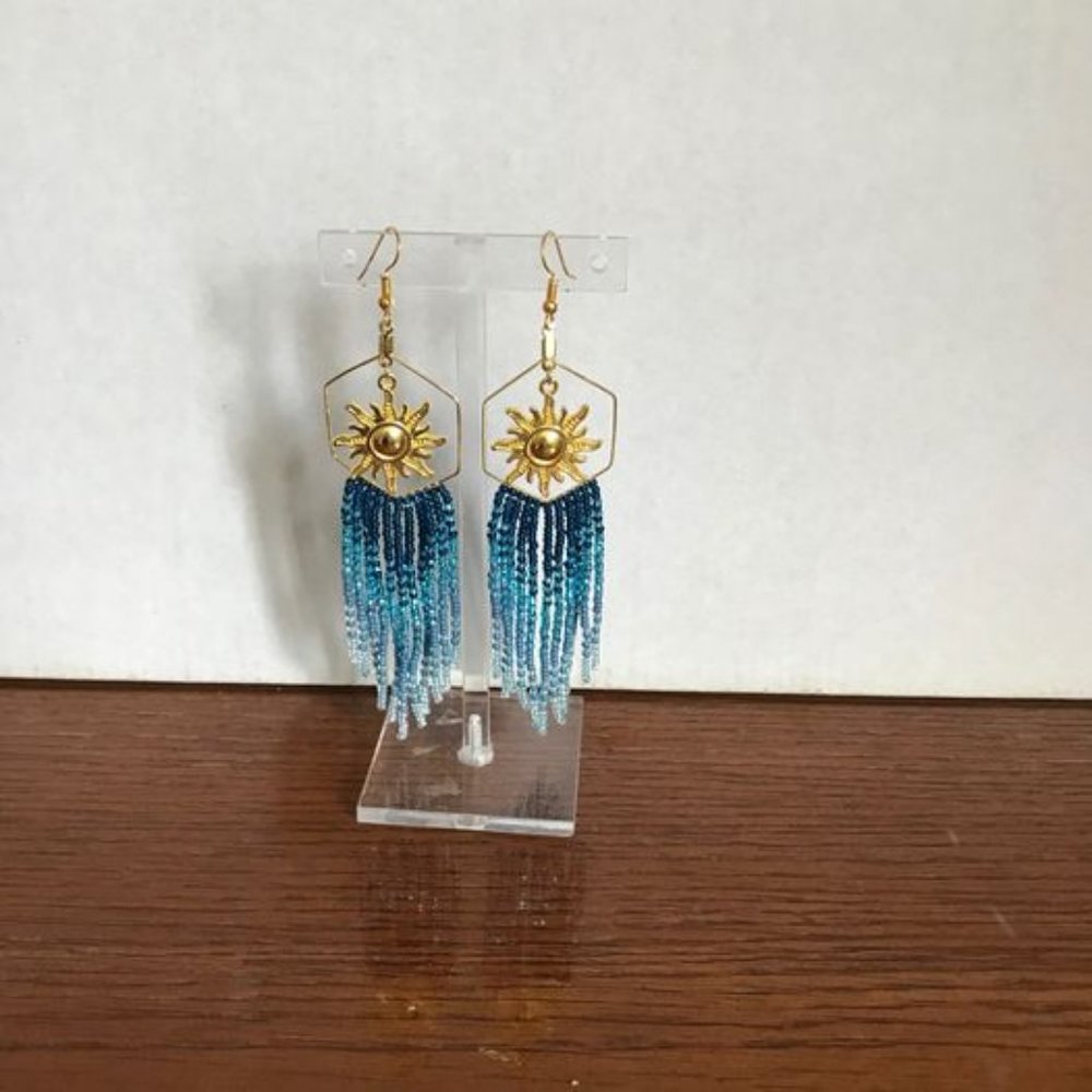 Celestial Aqua Blue Chandelier Earrings-NEW